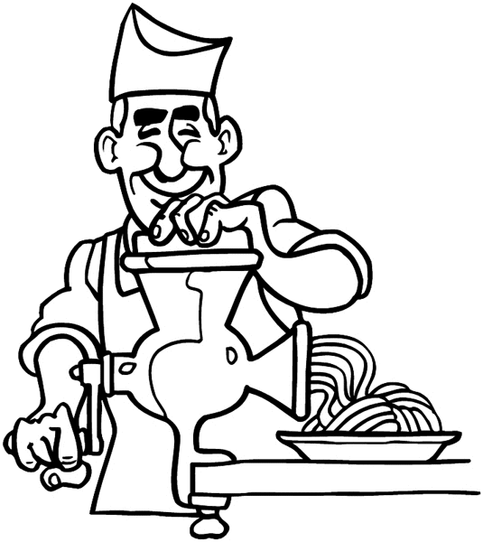 Butcher grinding meat vinyl sticker. Customize on line.     Butchers 016-0154  